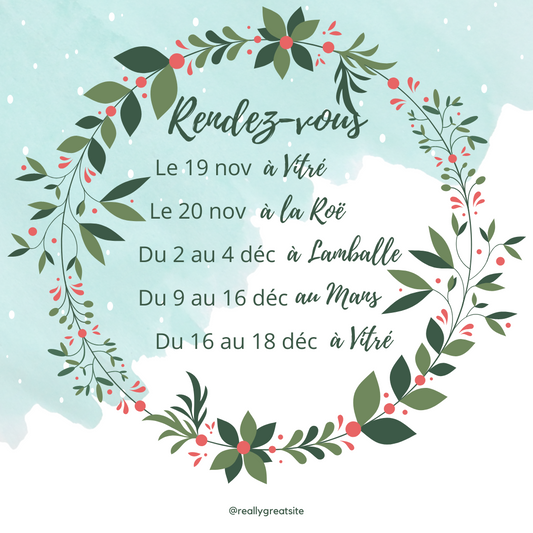 Voici les dates où retrouver les créations et la créatrice de Dopo en cette fin d'année pour les cadeaux de Noël !