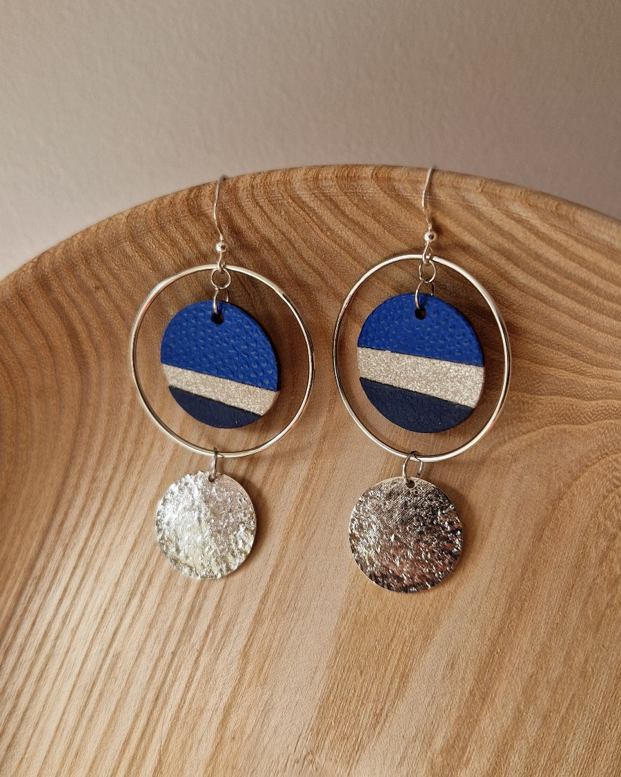 Grandes boucles d’oreille paysage bleu