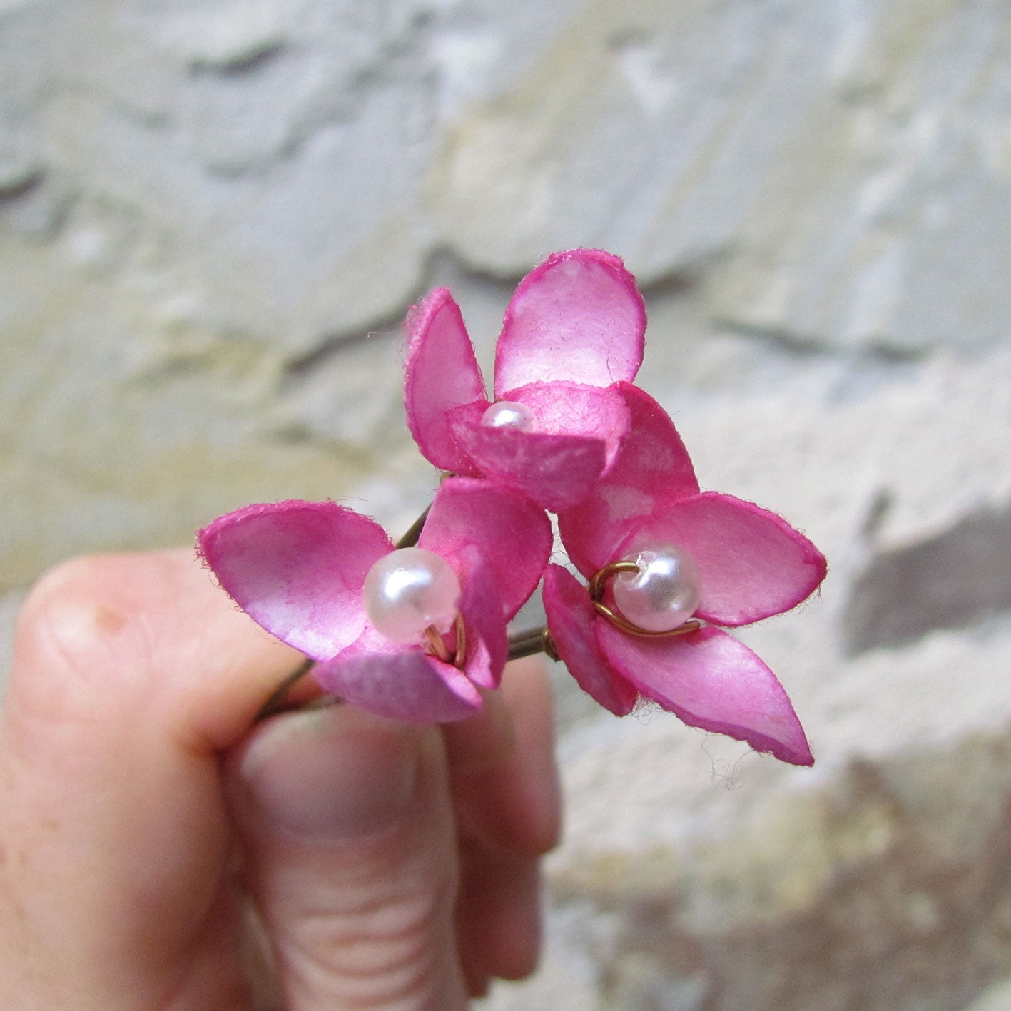 Pinces à chignon en soie rose