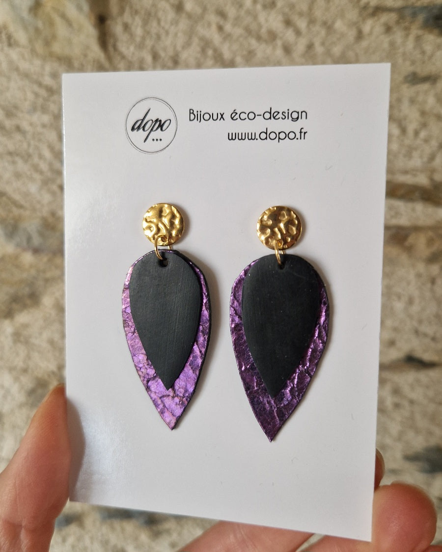 Boucles d'oreille puces sirène et noir