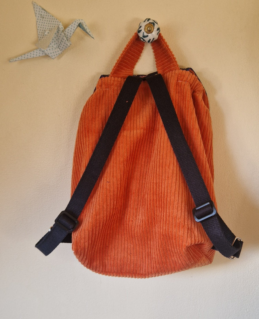 Commande sur-mesure Sac à dos en velours orange