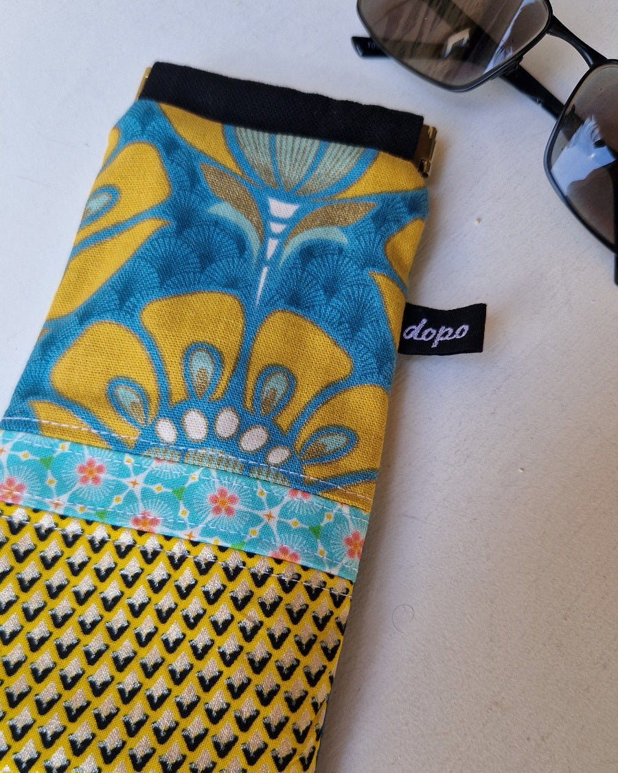 Étui à lunettes jaune et turquoise écoresponsable fabriqué en france