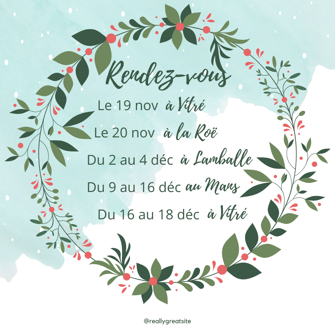Voici les dates où retrouver les créations et la créatrice de Dopo en cette fin d'année pour les cadeaux de Noël !