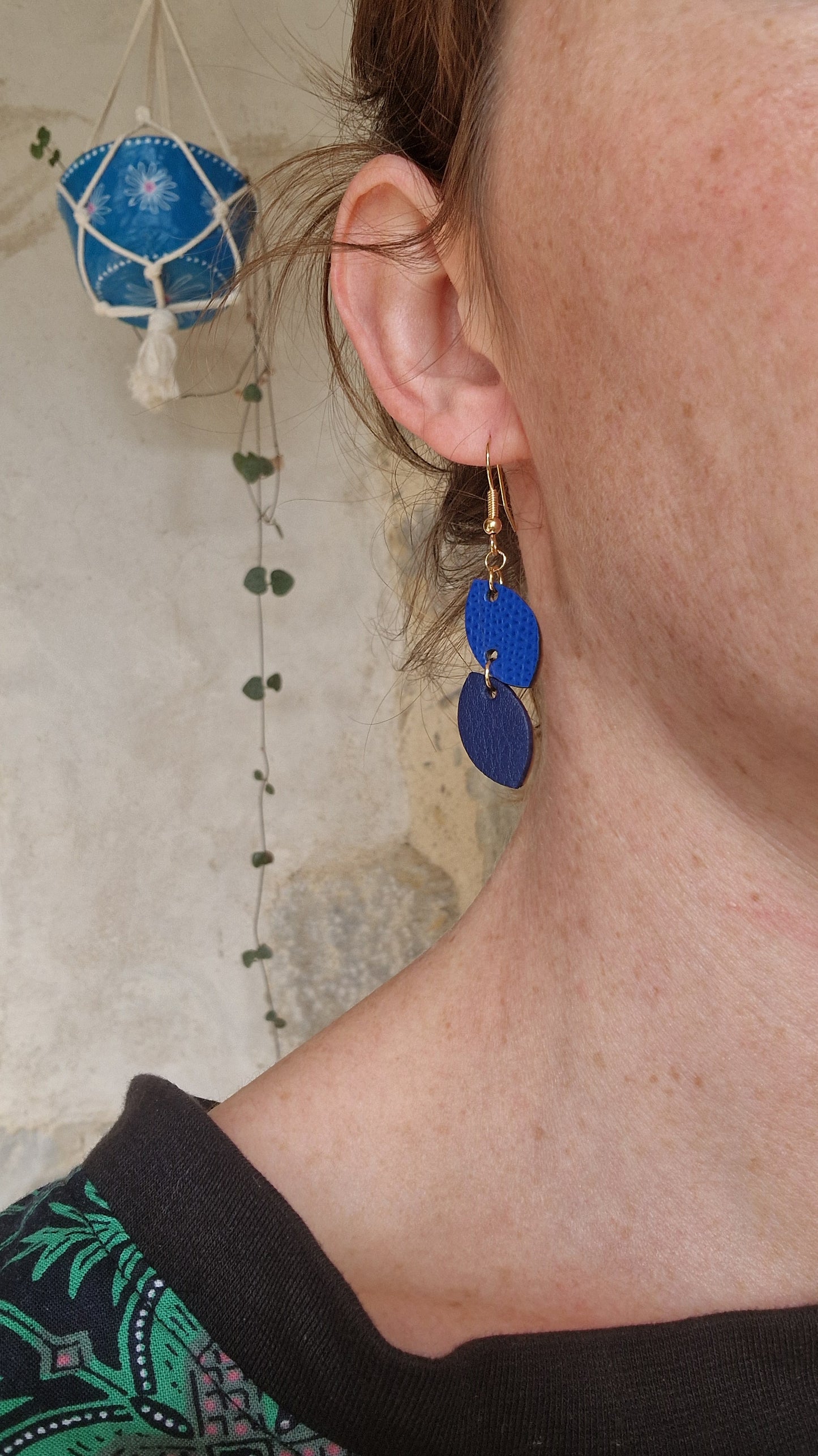 Boucles d’oreille automne bleu