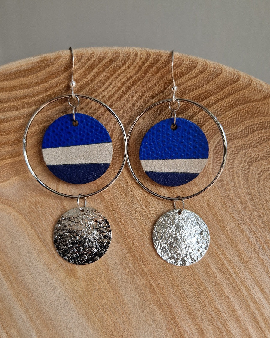 Grandes boucles d’oreille paysage bleu