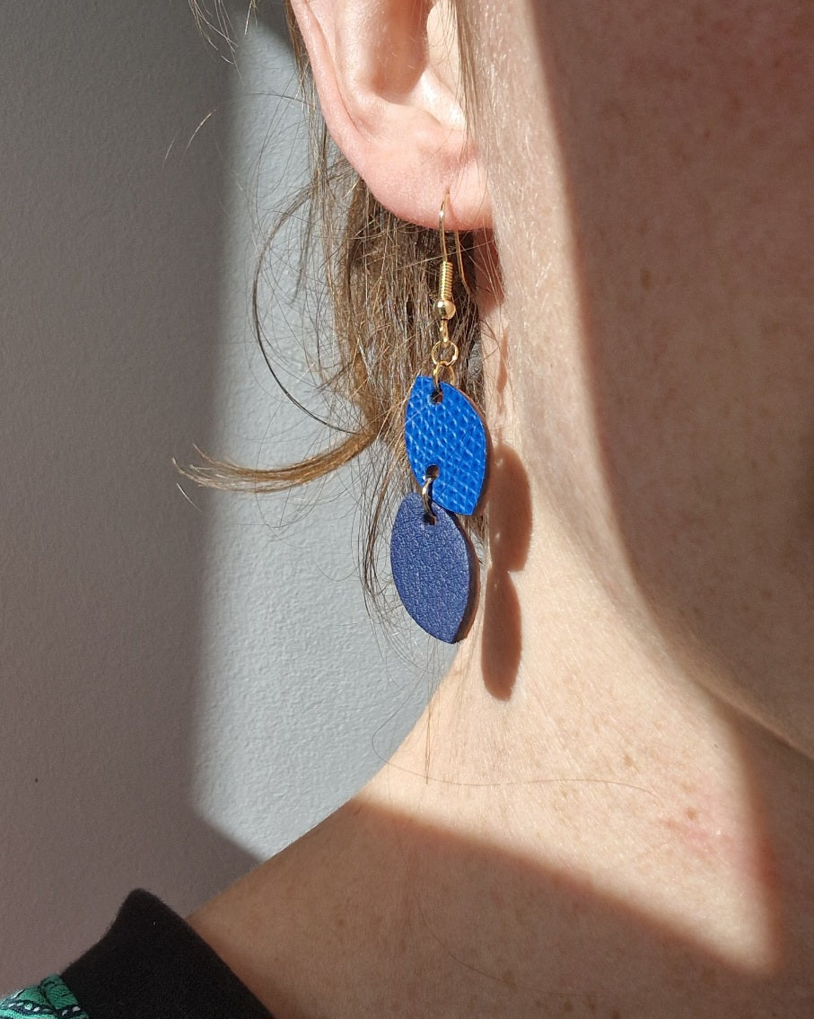 Boucles d’oreille automne bleu