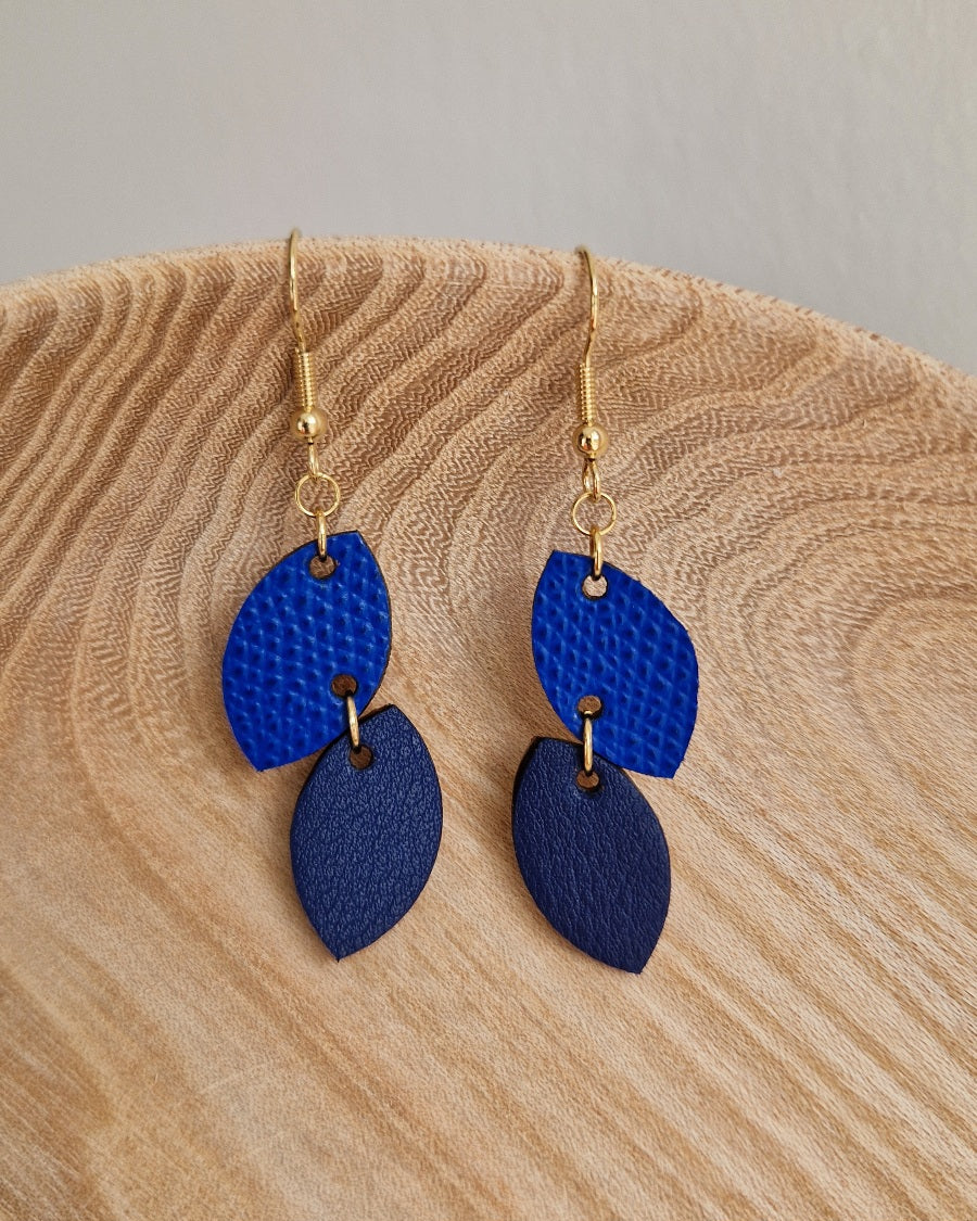 Boucles d’oreille automne bleu