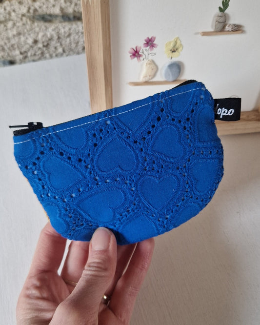 Porte-monnaie cœur bleu fabriqué en France