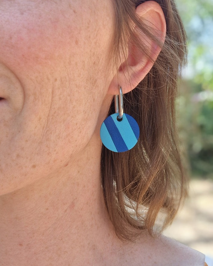 Créoles marinière rondes peps bleu