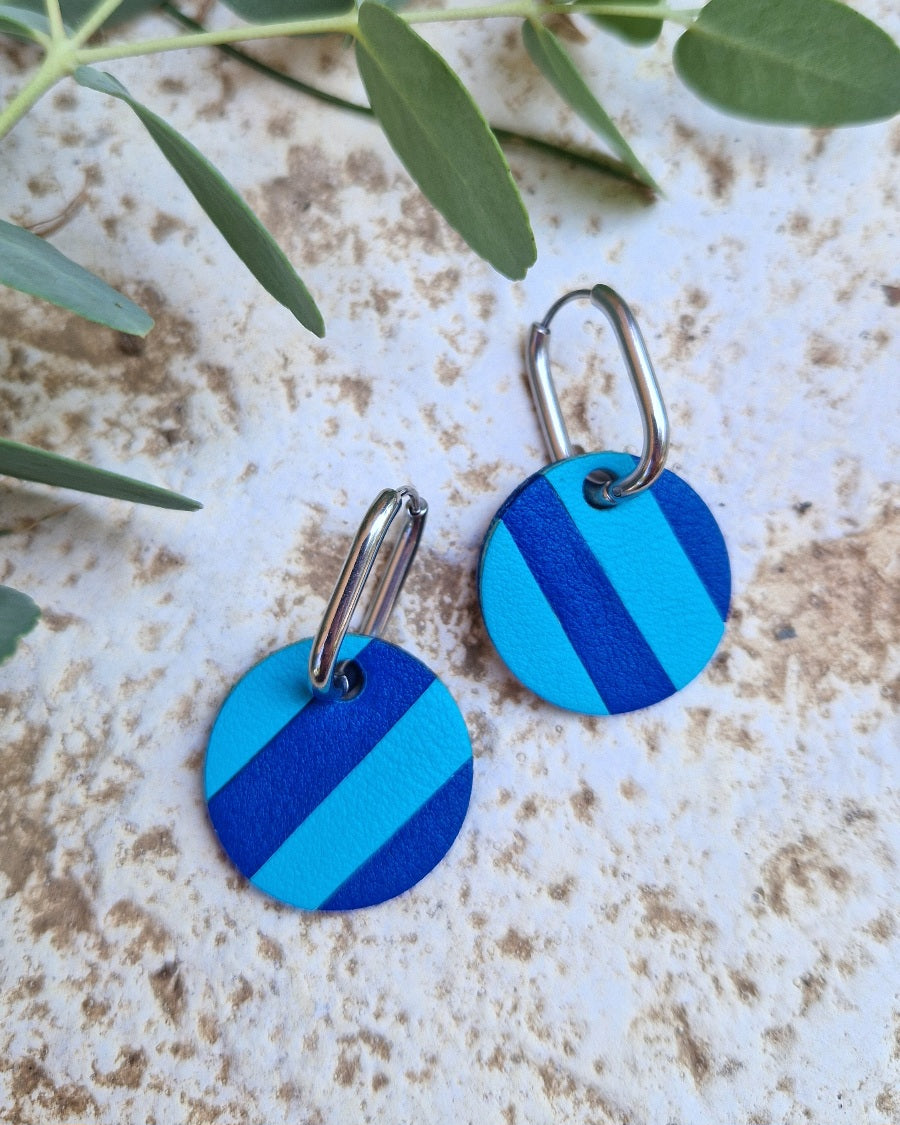 Créoles marinière rondes peps bleu