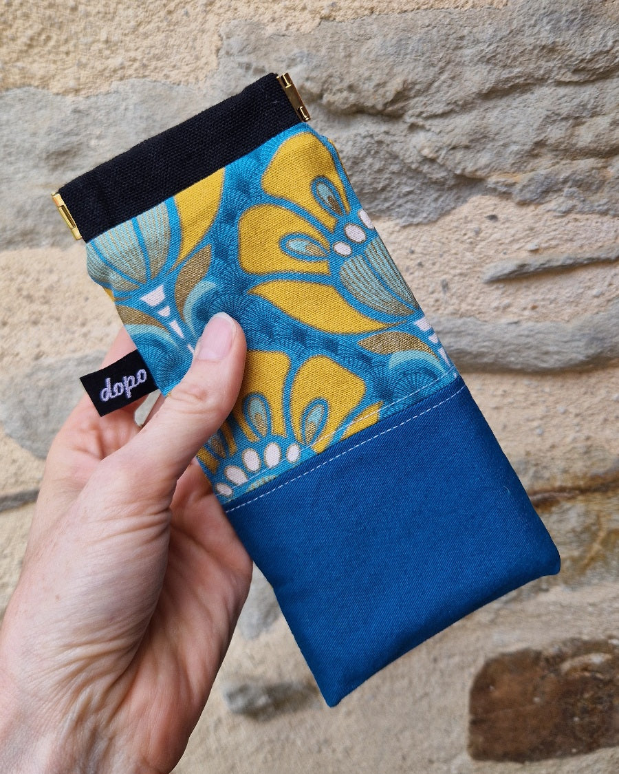 Étui à lunettes jaune et turquoise écoresponsable fabriqué en france