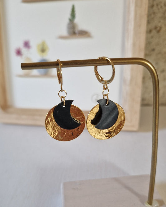 Boucles d'oreille or et chambre à air lune