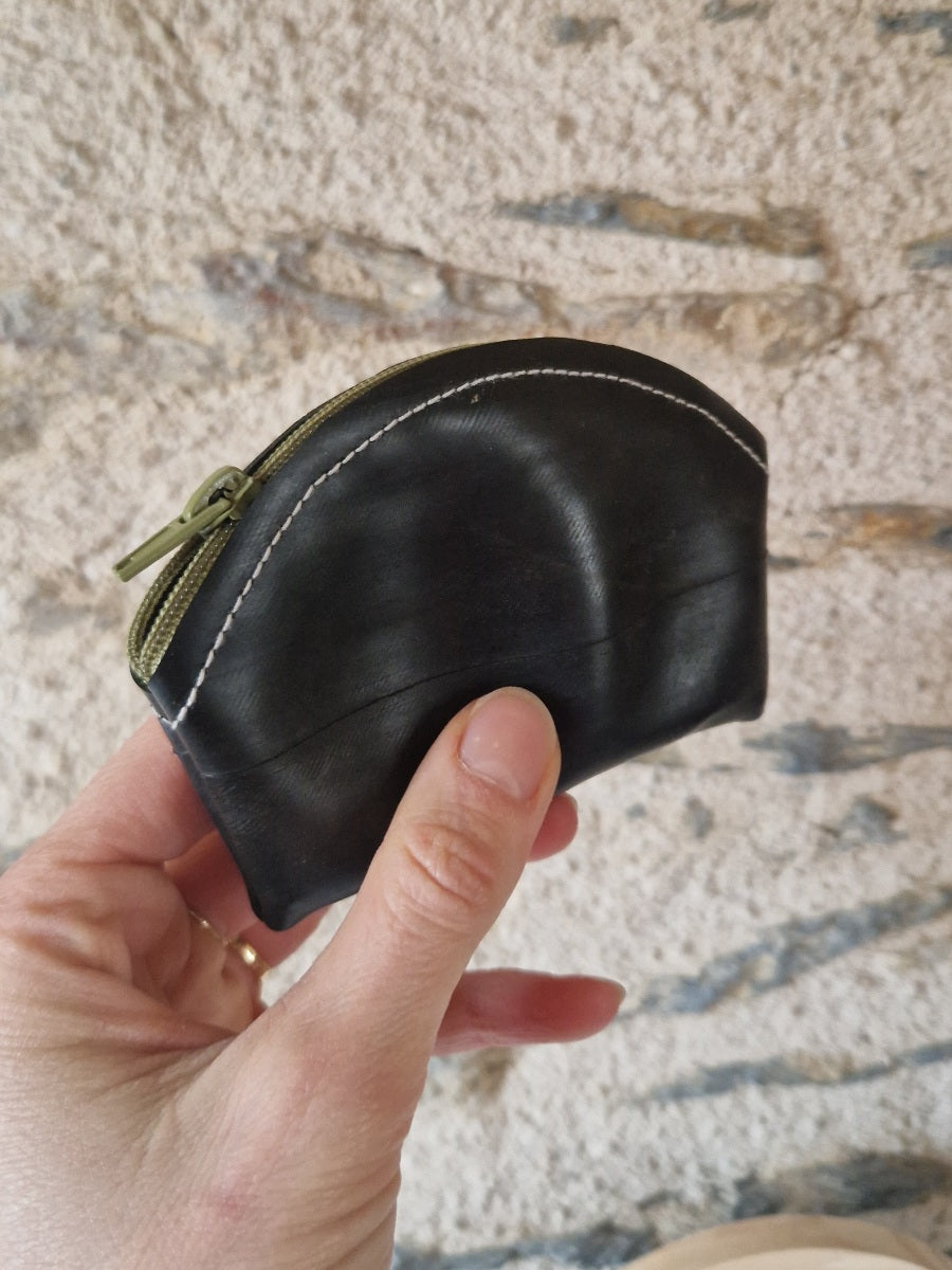 Porte monnaie en chambre à air / Dune vert kaki