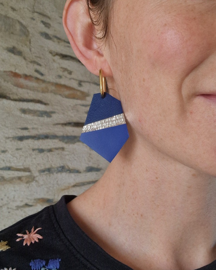 Grandes boucles d’oreille tons bleus Polina