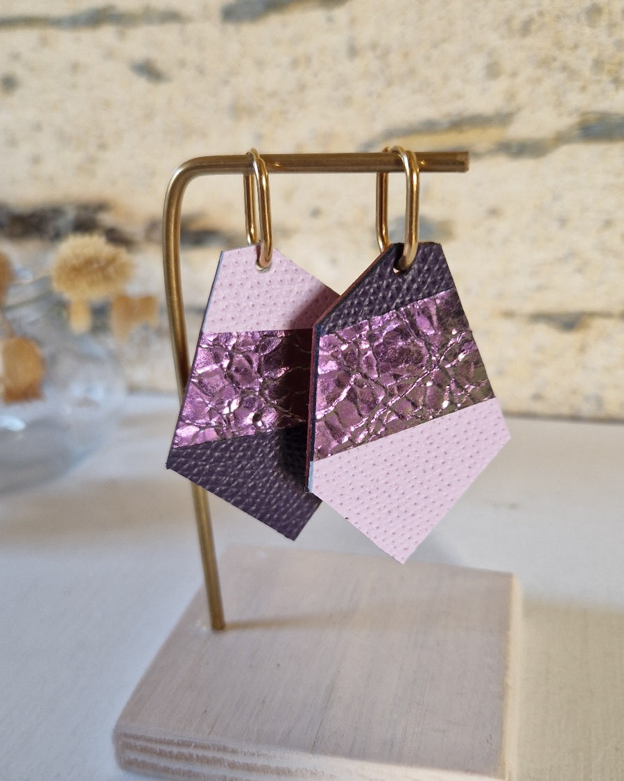 Grandes boucles d’oreille tons violet Polina