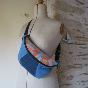 Sac banane upcyclé jean coloré / Dopo