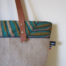 Charger l&#39;image dans la galerie, Sac cabas en jute et cuir vert émeraude / Dopo